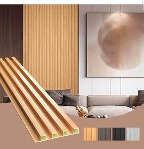lot 20561 image: OUZUGIE WPC Acoustic Slat Wall Paneling, 8-Pack 96 x 6 Inches 3D Wall Panels for Interior Wall Decor,Living Room,TV Background,Study Room,Office Spaces,Bedroom,High Grille (Oak) - Retail $147