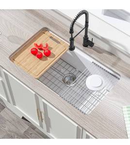lot 20573 image: White Undermount Workstation Kitchen Sink 33 Inch Accessory Kit Only 33x19x10 - Retail $0