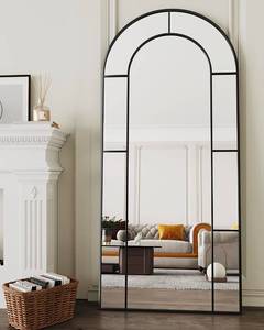 lot 20575 image: Antok 71 x 32 Full Length Mirror, Floor Mirror Arched Window Decorative Mirror, Metal Framed Decor Farmhouse Floor Mirrors Art Pane Mirrors Wall Decor for Bedroom, Living Room, Entryway Black - Retail $249
