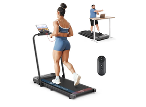 lot 20598 image: THERUN Walking Pad, 2 in 1 Foldable Treadmills for Home, 2.5HP Under Desk with Handle Bar, 16 Widened Running Belt, with Remote Control - Retail $159