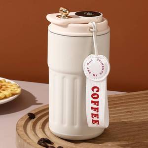 lot 36125 image: Travel Mugs 14 oz Stainless Steel Coffee Mug, Vacuum Insulated Tumbler with Temperature Display, Coffee Thermos Outdoor,Camping Mug with Leak-Proof Lid, Portable Cups for Keep HotIce - Retail $10
