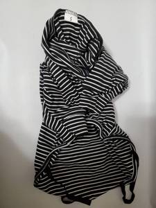 lot 36152 image: Striped Fleece Dog Sweater for Medium and Large Dogs, Turtleneck Warm Dog Winter Sweater Soft Stretchy Pet Sweatshirt for Shiba Inu, Corgi, Black-Striped(size-s) - Retail $15