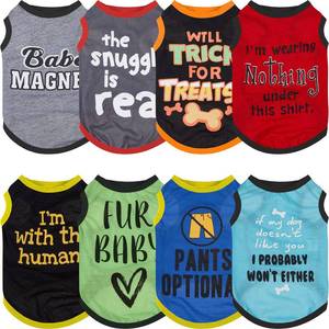 lot 36160 image: 8 Pieces Dog Shirts Pet Printed Clothes with Funny Letters Summer Pet T Shirts Cool Puppy Breathable Dog Outfit Soft Sweatshirt Cats(Classic Pattern, X- Small) - Retail $17