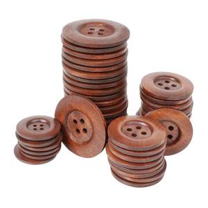 lot 36191 image: Craft 19pcs Large Size 60MM Brown Round Wood Buttons 4 Holes Craft Sewing Button - Retail $10
