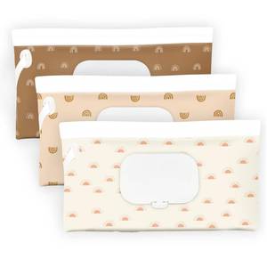 lot 36197 image: Baby Wipe Holder, Wipe Dispenser, 3-Pack Portable Refillable Wipe Container, Reusable Travel Baby Wipes Case, Waterproof and Dustproof, Wipe Holder for Diaper (Bohemian) - Retail $6