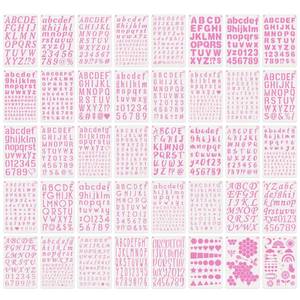 lot 36198 image: Letter and Number Stencils for Painting - 40 PCS Small Alphabet Stencils (1, 0.75, 0.5, 0.35 Inch) for Crafts, Wood, Cakes - Reusable Plastic Bullet Journaling Letter Stencil (7.5 x 5 Inch) - Retail $17