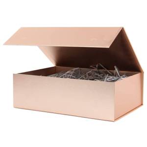 lot 62233 image: Rose Gold Gift Box,11x7.8x3.5 Inches,Gold Christmas Boxes with Lids,Groomsman Wedding Box with Magnetic Closure Boxes - Retail $8