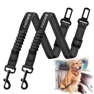 lot 62241 image: 2 Pack Dog Seat Belt Adjustable Dog Car Seatbelts for Vehicle Nylon Pet Safety Seat Belt with Elastic Bungee Buffer Reflective & Durable Car Harness for Dogs - Retail $8