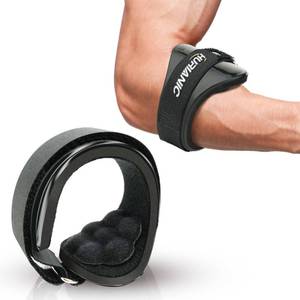 lot 62272 image: Tennis Elbow Brace for Men & Women, Elbow Strap Support for Tendonitis and Golfers Elbow Pain Relief, Counterforce Forearm Brace Band with Pad Black - Retail $34