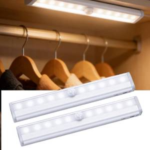 lot 62276 image: 2 Pack Under Cabinet Lights,Night Light with Motion Sensor, Closet Light for Bedroom, Hallway, Cabinet, Easy Stick-On Magnetic Mount, No Wiring Needed (White 2 Pack) - Retail $16