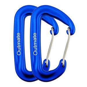 lot 62278 image: 12kN 3.2x2 Heavy-Duty Carabiner Clips - Durable, Lightweight Aluminum Alloy Carabiners for Hiking, Camping, Keychains, Dog Leashes, Hammocks & More(Wire gate,2 Blue) - Retail $7