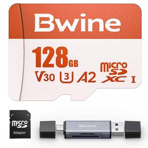 128G Micro SD Card, Read Speed up to 100MB/s, 4K UHD Video Support, Compatible with Digital Camera, Drone, with 1 Reader & Adapter, Orange - Retail: $50