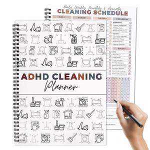 lot 62296 image: ADHD Cleaning Planner for Adults & Teens Undated Daily Weekly Monthly Yearly Cleaning Schedule and Checklist Organizer with Chore Chart, Habit Tracker, and DIY Home Improvement Templates - Retail $7