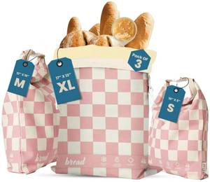 lot 62305 image: Buzzy Bags 3-Pack Reusable Beeswax Bread Bags (XL, M, S) - Organic Cotton Beeswax Bread Storage Bag for Homemade Bread & Sourdough Freezer-Safe, Breathable & Freshness Support - Eco-Friendly Bread Bag - Retail $33