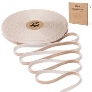 lot 62308 image: Keypan Taupe Velvet Ribbon 38 Inch Handmade Vintage Thin Ribbons for Wrapping Gift Wreath Decoration Ornaments Bow Making Christmas Tree Home Decor, 25 Yd - Retail $6