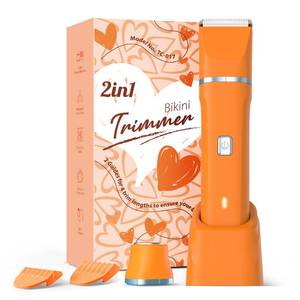 lot 62310 image: Electric Razor for Women Men - Wet Dry Shave, Waterproof Bikini Trimmer, Pubic Hair Removal Shaver with Hypoallergenic Ceramic Blades, Facial & Body Groomer, USB Recharge, Birthday Gifts - Orange - Retail $24