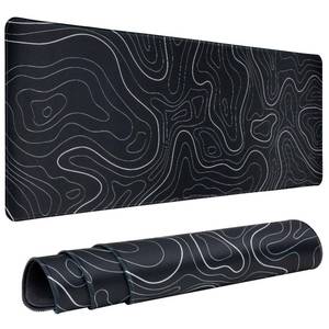 lot 62336 image: Gaming Mouse Pad Large 31.5 x 11.8in Topographic Keyboard Mousepad for Non-Slip Base and Stitched Edge, Extended Desk Pad XL Desk Mat (Black) - Retail $10