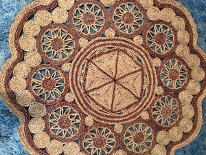 lot 38 image: Vintage Rattan Jute Rug, Approx 35, Very Nice Condition