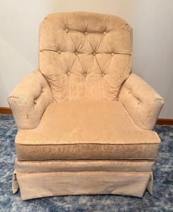 lot 36 image: MCM Cream Swivel Rocking Chair