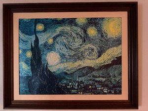 lot 50 image: Framed Art - The Starry Night Van Gough Print, Approx 28 x 23