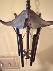 lot 71 image: Asian-Style Wind Chimes w Pagoda-Shaped Top