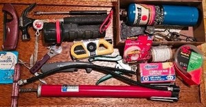 lot 68 image: Misc Tools From Coat ClosetKitchen CabinetGarage, Propane Torch Kit, Air Pump and More