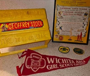 lot 76 image: Vintage Geoffrey Step Stool, YMCA and Scout Memorabilia