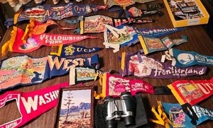lot 77 image: Vintage Souvenir Flags, Magnets, Binoculars