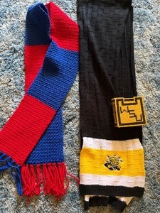 lot 95 image: WSU Scarf and Coasters, Red and Blue (KU) Scarf