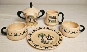 lot 125 image: Poppy Trail by Metlox, CreamSugar, Mugs and Plate