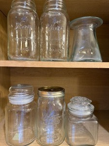 lot 43 image: Canning Jars, Vase and Lidded Jars