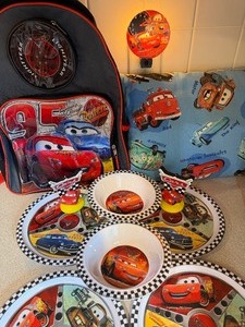 lot 50 image: Disneys Cars Plastic Plates, Night Light and More, PLEASE Read Description