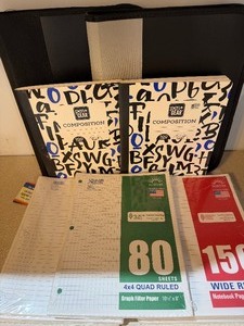 lot 33 image: Zipper Binders, Compostition Books, Notebook and Graph Paper