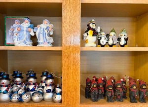 lot 57 image: Christmas Decor - Santa Figurines, PenguinsSnow People and Bear Ornaments
