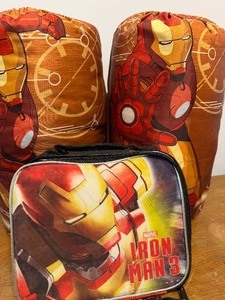 lot 62 image: Iron Man Sleeping Bags and Lunch Bag