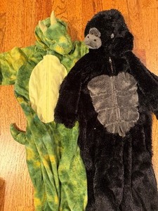 lot 77 image: Dinosaur and Gorilla Plush Costumes, Both are Childs Size 44 Inch, Very Nice Condition