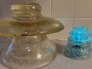 lot 79 image: Super Big Insulator (has damage) and a Normal Sized One Converted to Night Light