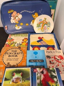 lot 98 image: Care Bear Suitcase and Plate, Vintage Books, Puzzles
