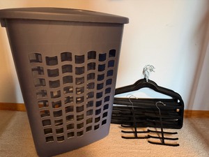 lot 104 image: Large Hamper and Some Felt Hangers