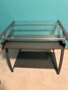 lot 118 image: Glass and Metal Desk, Approx 30 x 25 x 27
