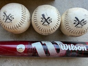 lot 424 image: Softballs and Wilson Bat