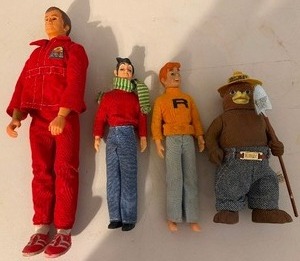 lot 365 image: Vintage Six Million Dollar Man, Jughead, Archie and Smokey the Bear Figures