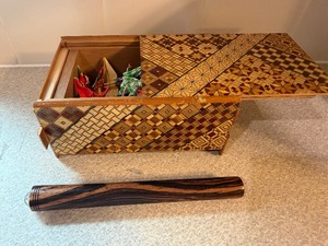 lot 457 image: Wood Puzzle Box and Kaleidoscope