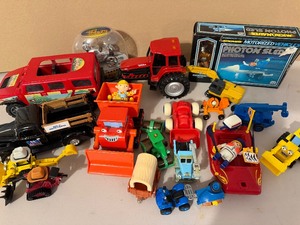 lot 376 image: Vintage to New Vehicles, Die Cast Big A Truck, Deere Excavator, Photon Sled and MORE