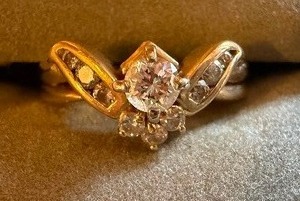 lot 815 image: Gold and Diamond Rings (soldered together), Marked 14KP