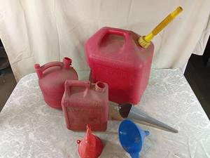 lot 6 image: 3 Gas Can Set with 3  Funnels