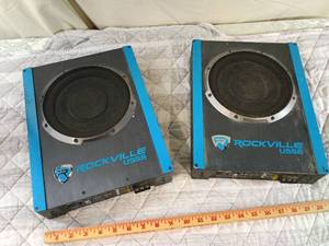 lot 8 image: 2-Rockville USS8 Under Seat Car Subwoofer