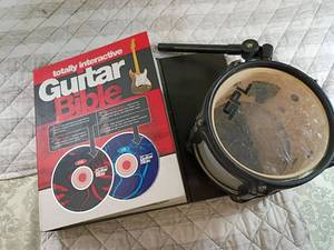 lot 58 image: SPL Practice Drum Pad & Guitar Bible Learning Set no cd just music book