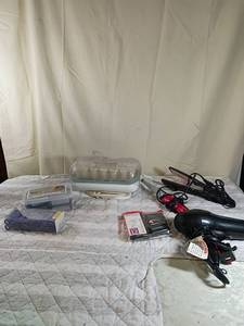 lot 75 image: Hair Styling Tools Bundle - Sunbeam Dryer and Curling Iron with Accessories