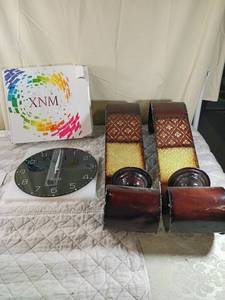 lot 84 image: XNM Modern Wall Clock and Decorative Sconces Set